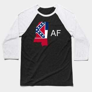 Mississippi Flag State Outline AF (white) Baseball T-Shirt